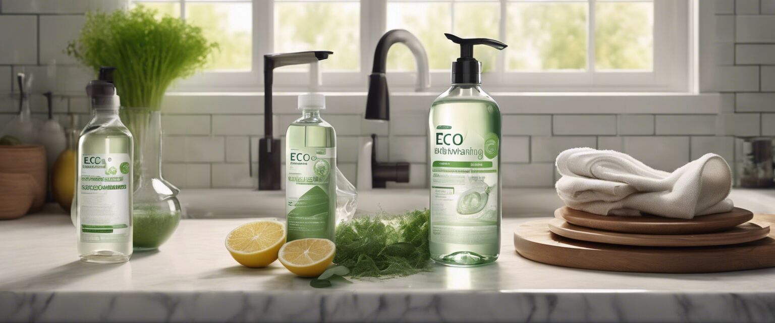 Array of eco-friendly dishwashing products